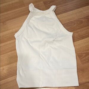 Free people Cream Sleeveless Ribbed Top